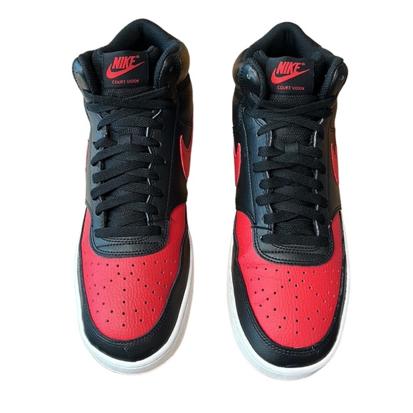 Nike Court Vision Mid #DM8682-001 Black Red University Men's Basketball Shoes 10 - Picture 6 of 13